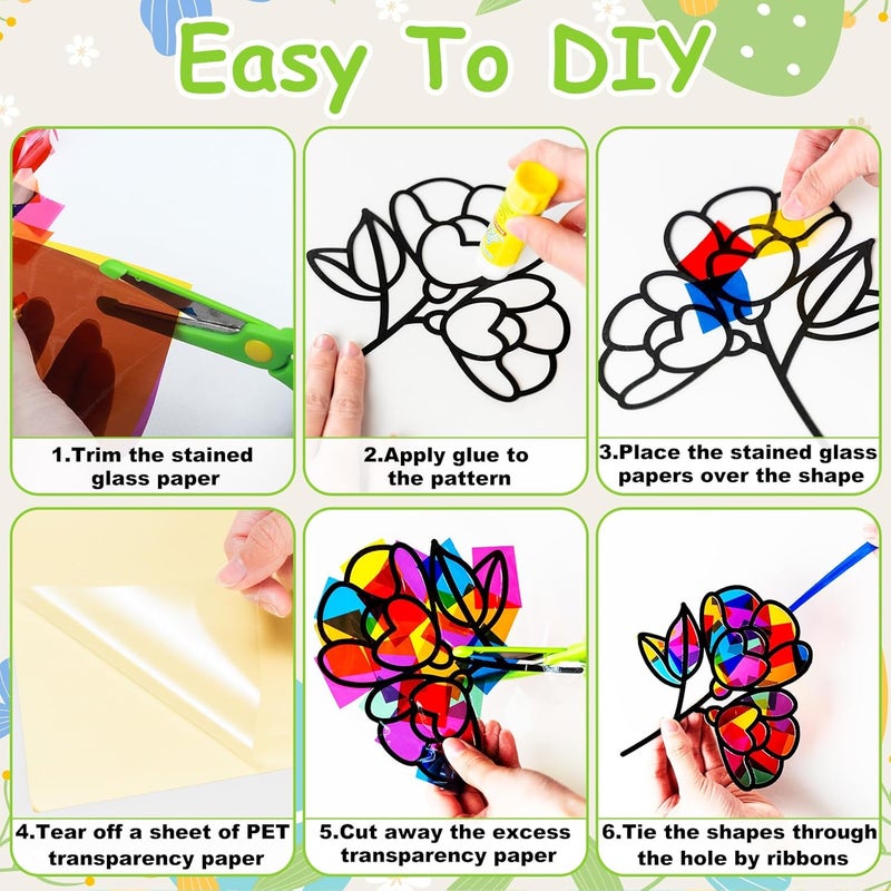 EggSun 36 Sets Flower Suncatchers Craft Kit for Kids Ornaments Stained Glass Window Arts and Crafts Kit for Classroom Holiday Birthday Projects Home Party Favors Decorations Ages 4 8 12 - Image 4